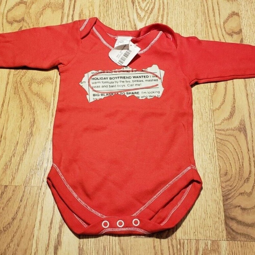 Baby Talk Boys Bodysuit Holiday Boyfriend Wanted  Size: 6 Months  Brand New